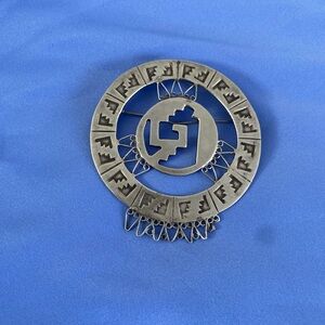 Vintage Sterling Silver Brooch Mexico Taxco Design 23.4 g